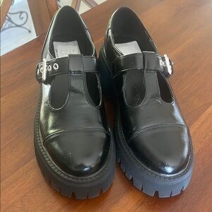 Nordstrom Black Glossy Platform Loafers